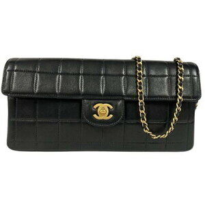 Chanel Chocobar Chain Shoulder Bag Black Lambskin Coco Mark